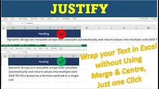 Justify your Text in Excel | without using Wrap & Merge | Very Useful Excel Feature