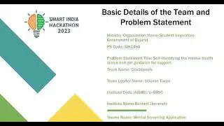 Smart India Hackathon 2023 Pitch Team CrackHeads Bennett University