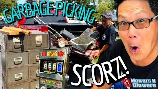 GARBAGE NIGHT PICKING TRASH TREASURES SLOT MACHINE WITH MONEY IN IT STORAGE BINS & 2 SNAPPER HI VACS