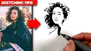 How to sketch this girl with an INK BRUSH PEN