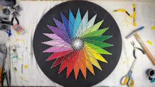 String Art Rainbow Mandala Flower | Time-lapse