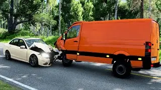 Delivery van crashed into a car
