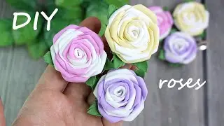 ПОРАЗИТЕЛЬНО! Как я сделала из КВАДРАТОВ РОЗЫ из фоамирана🌹 Двухцветная самодельная роза