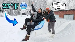 We Turned our Backyard Into a SNOW PARK!!! *So Much Fun*