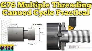 G76 multi threading canned cycle programming practical ||How to cut multiple thread G76 in cnc lathe