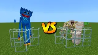 Huggy Wuggy vs Mutant Iron Golem in Minecraft PE
