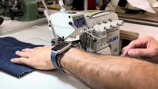 Juki MO-6816S sewing on denim with T70 bonded nylon
