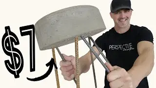 DIY $7 Bucket Concrete Stool with Hair Pin Rebar Legs