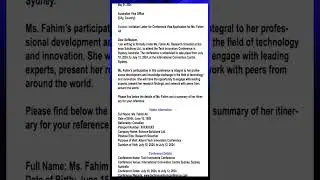 An Invitation Letter for a Conference Visa to Australia