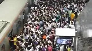 Китай, Пекин утрення пробка на электричку