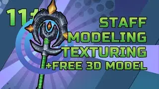 Blender 3d modeling - 11, modeling and texturing staff + free 3d model (3d weapon)