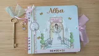 Libro de firmas 2 en tonos rosa y verde agua para Alba