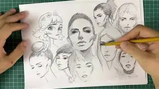 Drawing girls. Timelapse