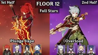 Diluc Plunge Vape + Razor Overload | 5.3 / 5.4 Spiral Abyss Floor 12 9 Stars | Genshin Impact