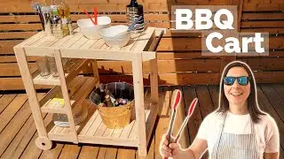 Build an outdoor serving cart | BBQ Grill Cart | with wooden wheels! | Woodworking