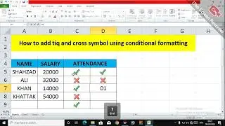 How to add tick and cross symbol on attendance sheet using conditional formatting in excel|