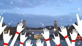 Красивое шоу фонтанов..
