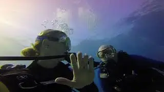 Dad and Daughter underwater selfie