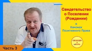 Часть 3. Свидетельство о Поселении (Рождении) в Канонах Позитивного Права