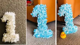 Diy/birthday number making with cardboard &tissues/ birthday decoration ideas/Telugu vlogs in USA