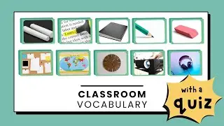📚 Classroom Vocabulary Flashcards & Quiz for Teenagers and Adults (Elementary Level CEFR A1) 🏫