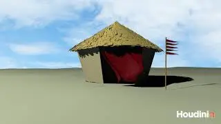 Hut In Wind (SideFX Houdini) Intro To Vellum Cloth
