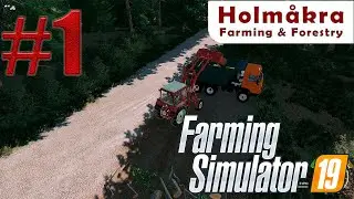 Farming Simulator 19.  Holmakra  Farming & Forestry #1.  Заготовка брёвен, для производства щепы.