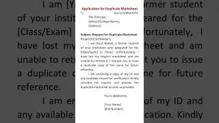 write an application for duplicate marksheet 📄
