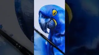 From brush strokes to life: Blue Macaw Magic in Watercolor #watercolorbird #watercoloranimals