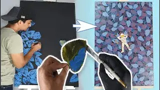 simple astronaut painting tutorial using tree leaves / easy for beginners relaxing 2022