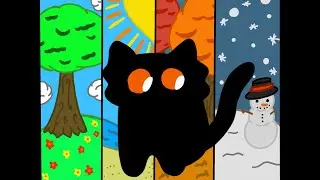 Drawing a black cat in my favorite season!