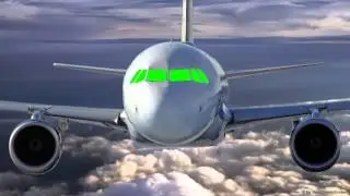 Airplane Cockpit  in fly - green screen B - free use