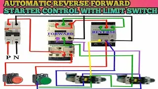 Auto Reverse Forward Starter Control with Limit Switch ! Reverse Forward Starter Control Wiring !