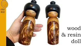 Woodturning | Original Idea - Amazing  Kokeshi style Doll  Made from Wood and Resin.