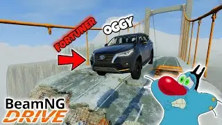 OGGY AND JACK REACTED TO CRASHES OF INDIAN CARS, SUPER CARS VS BROKEN BRIDGE #1 BEAMNG DRIVE!