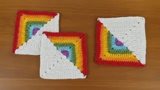 Crochet Rainbow 🌈 Granny Square Tutorial - Crochet Granny Square