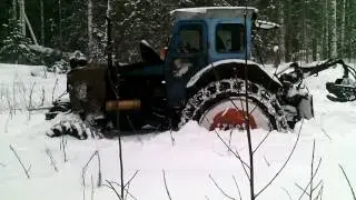зима 2016 Т-40АМ по сугробам в лесу.