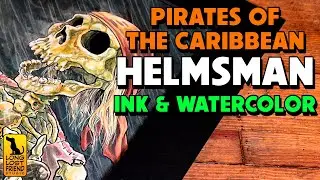 Pirates of the Caribbean Helmsman  |  Ink and Watercolor