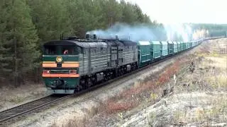 2ТЭ10В на перегоне Гарь-Кирс (Горьковская жд)