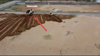 Great Job !! Pour sand to clear the soil Done Disable Komatsu Dozer And 5T Dump Truck Loading Sand