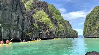 Kayaking Along The Big Lagoon of El Nido, Palawan, Philippines - 4K