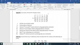 Basic Matrix operations using MATLAB