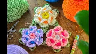 Flor remolino con motas (Técnicas y crochet )