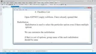 ASP.NET tools radiobutton, radiobutton list, checkbox, checkbox list ( .NET part 9)