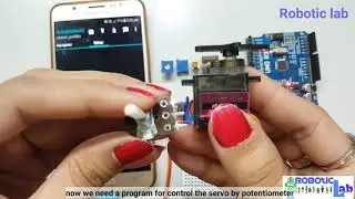 servo motor control by potentiometer and program by android smartphone