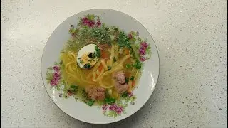 Куриный суп от бренд-шефа с домашней лапшой и яйцом/ Ингредиенты в описании