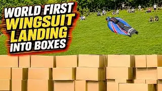 World’s First Wingsuit Landing into Boxes Without Using Parachute
