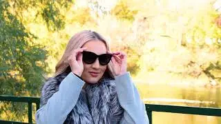 Palton dama lung drept cu guler din blana naturala Brigitte