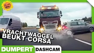 Vrachtwagen beukt corsa! | Dumpert Dashcam 55