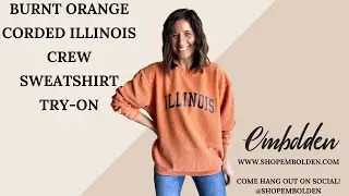 Burnt Orange Corded Illinois Crew Sweatshirt